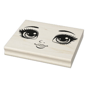 Carimbo De Borracha Bonito Boneca Olhos de Face lábios Arte Original
