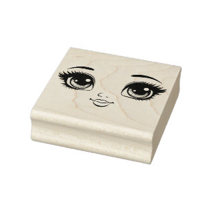 Carimbo De Borracha Bonito Boneca Olhos de Face lábios Arte Original