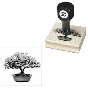 Carimbo De Borracha Bonsai Tree com Folhas