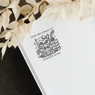 Carimbo De Borracha Bookplate Coruja