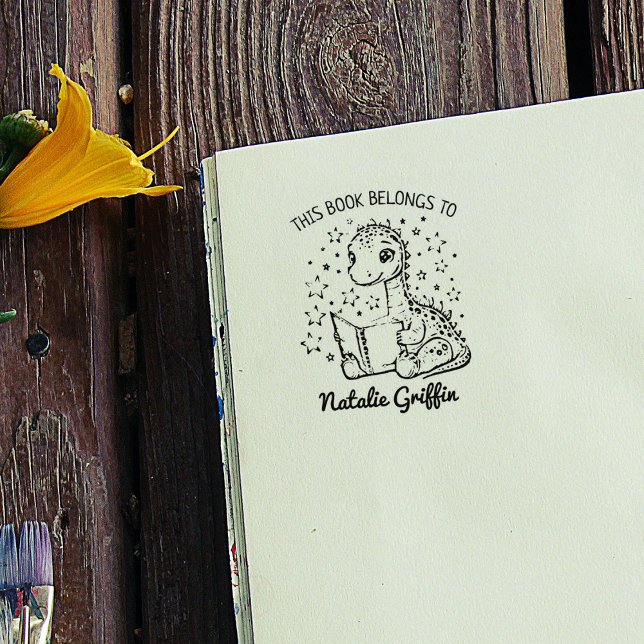 Carimbo De Borracha Bookplate Dino de Bebê Bonito (Criador carregado)