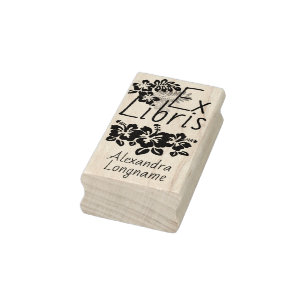 Carimbo De Borracha Bookplate ex de Libris do hibiscus colorido