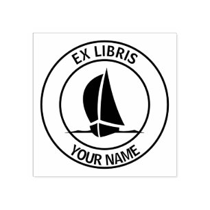 Carimbo De Borracha Bookplate ex do barco de vela dos libris