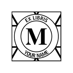 Carimbo De Borracha Bookplate ex do monograma dos libris