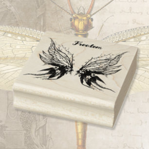 Carimbo De Borracha Borboleta de Madeira