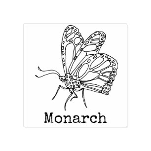 Carimbo De Borracha Borboleta de monarca Monogrammed