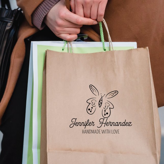 Carimbo De Borracha Borboleta elegante personalizada feita à mão grand (Criador carregado)
