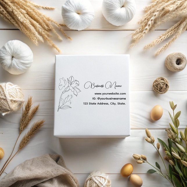 Carimbo De Borracha Borboleta Mínima de Flor Moderna Elegante (Criador carregado)