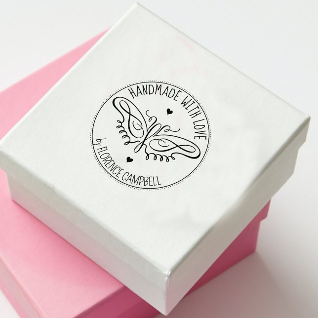 Carimbo De Borracha Borboleta moderna personalizada feita à mão com am (Criador carregado)