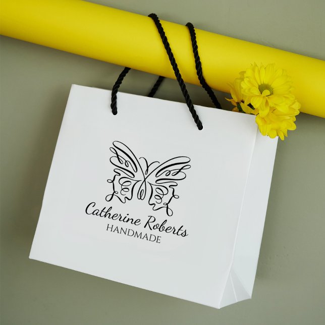 Carimbo De Borracha Borboleta moderna personalizada feita à mão grande (Criador carregado)