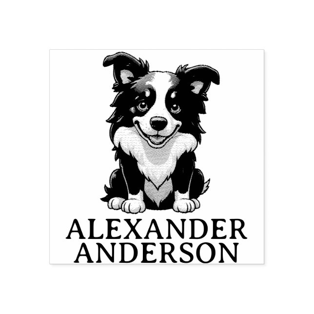 Carimbo De Borracha Border Collie Fofo Personalizar (Impressão)