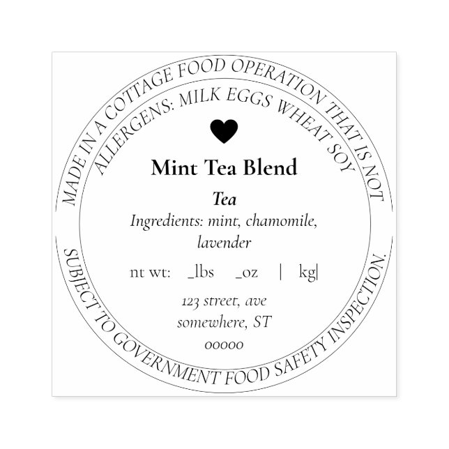 Carimbo De Borracha Borracha de comida simples e personalizável modern (Impressão)