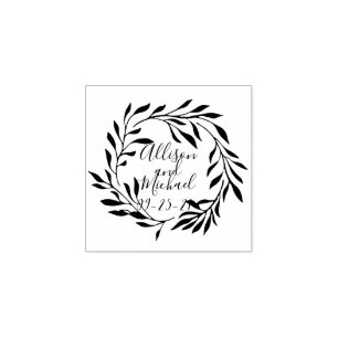 Carimbo De Borracha Botânica Laurel deixa Wreath Wedding