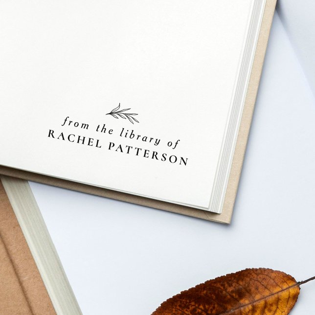 Carimbo De Borracha Botânica Simples Da Biblioteca De Nome Personaliza (Criador carregado)