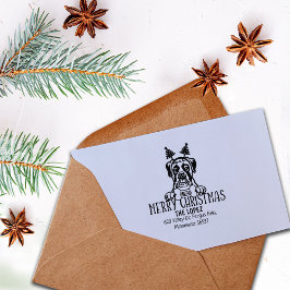 Carimbo De Borracha Boxer Dog Christmas Return Address