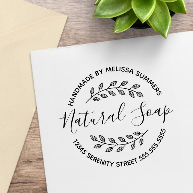 Carimbo De Borracha Branch Deixa Wreath Natural Soap (Criador carregado)