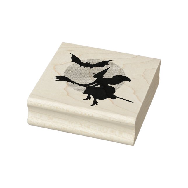 Carimbo De Borracha Bruxa Voadora e Bat do Halloween (Carimbo)
