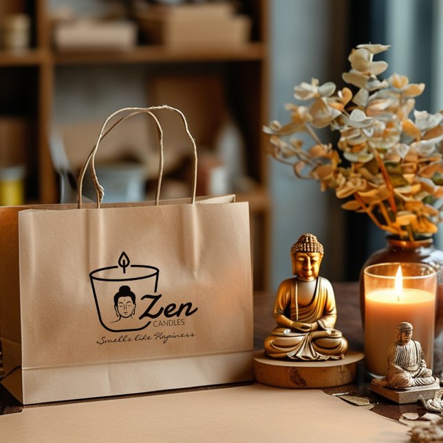 Carimbo De Borracha Buddha Zen Candle Small Business, Personalizado Gr (Criador carregado)