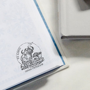 Carimbo De Borracha Buffalo Ex Libris, africano Personalizado