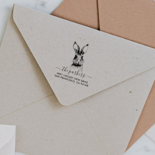 Carimbo De Borracha Bunny Nome da família Assinatura Endereço de dev