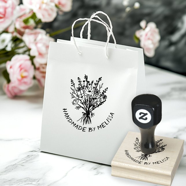 Carimbo De Borracha Buquê de flor selvagem personalizado (Wildflower Bouquet Handmade DIY Gifts Crafts CUSTOM Personalized Rubber Stamp
)