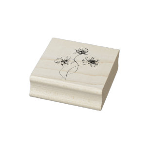 Carimbo De Borracha Buquê de Flores Silvestres, Arte original desenhad