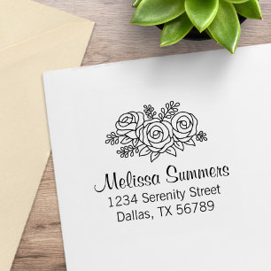 Carimbo De Borracha Buquê Floral, Rosa de Flores Endereço