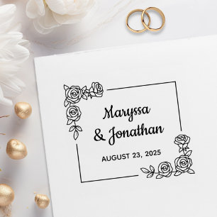 Carimbo De Borracha Buquê Rosa de Flores do Canto Aniversário de Casam