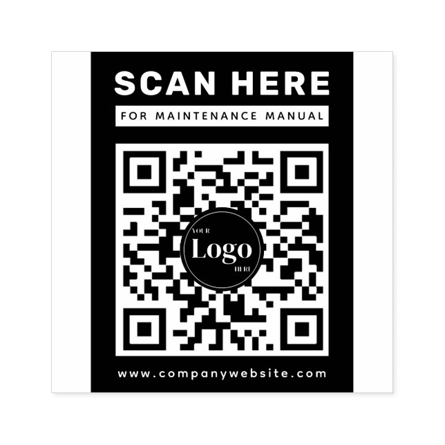 Carimbo De Borracha Business Logo Qr Code Scan Me Maintenance Manual (Impressão)