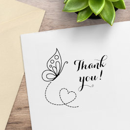 Carimbo De Borracha Butterfly Heart Obrigado