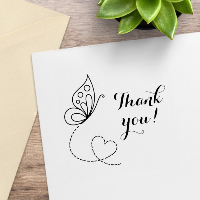 Carimbo De Borracha Butterfly Heart Obrigado (Criador carregado)