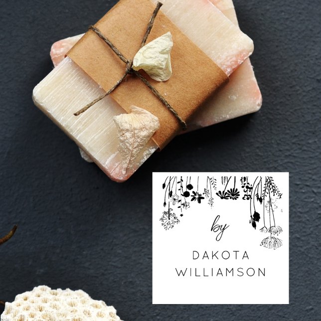 Carimbo De Borracha By Custom Name Rustic Wildflowers Business Hobby (Criador carregado)