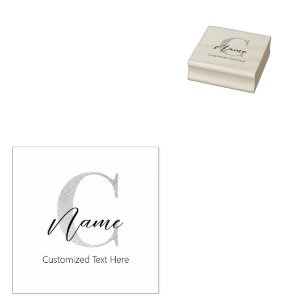 Carimbo De Borracha C & Name Iniciais Monogramados Modernos Personaliz