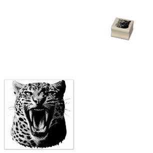 Carimbo De Borracha Cabeça de ataque com picos-leopardo