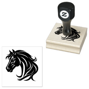 Carimbo De Borracha Cabeça de Cavalo Preto Magnífico