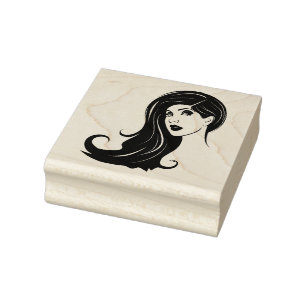 Carimbo De Borracha Cabelo Longo Bela Mulher Fashion Makeup Art