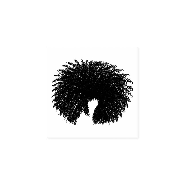 Carimbo De Borracha Cabelo Negro Afro-Curvo (Impressão)