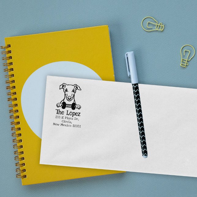 Carimbo De Borracha Cachorro Branca, Endereço De Retorno, (Criador carregado)