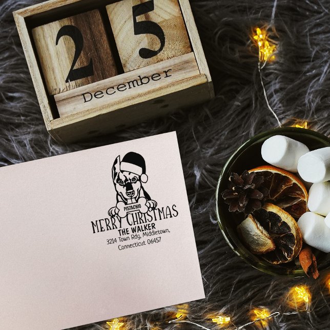 Carimbo De Borracha Cachorro Cachorro Feliz Endereço de Regresso de Na (Criador carregado)