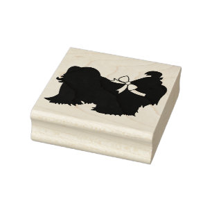 Carimbo De Borracha Cachorro Filhote Shih-Tzu Cabelo Longo