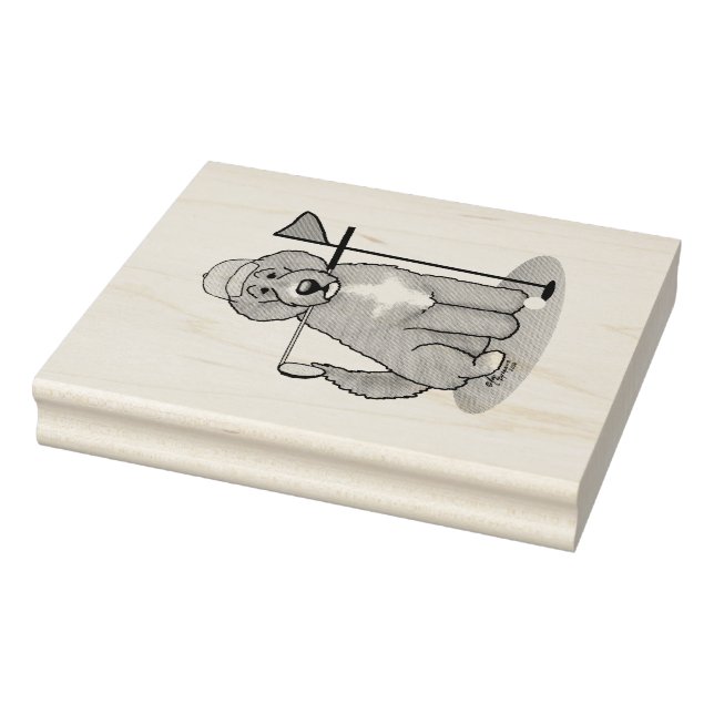 Carimbo De Borracha Cachorro Goldendoodle Jogando Golfe (whmk2 vermelh (Carimbo)