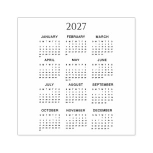 Carimbo De Borracha Calendário 2027 #2 Quatro Linhas, Três Colunas