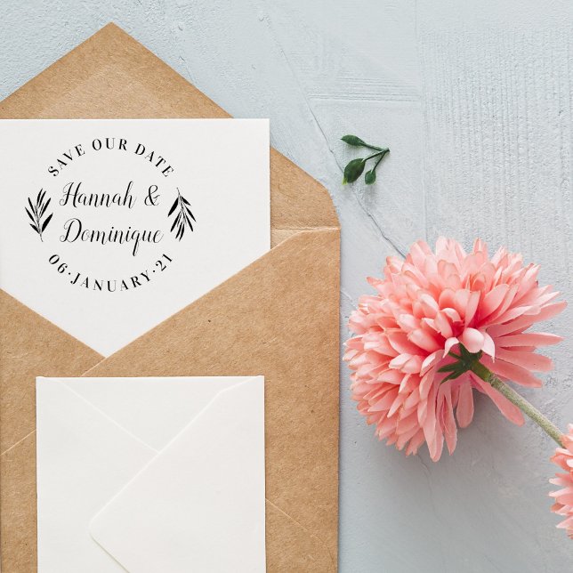 Carimbo De Borracha Caligrafia De Oliva Salva A Data Casamento (Criador carregado)