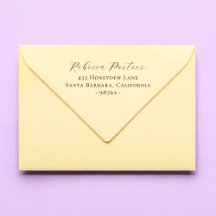 Caligrafia Elegante Simples Endereço de Retorno Mo