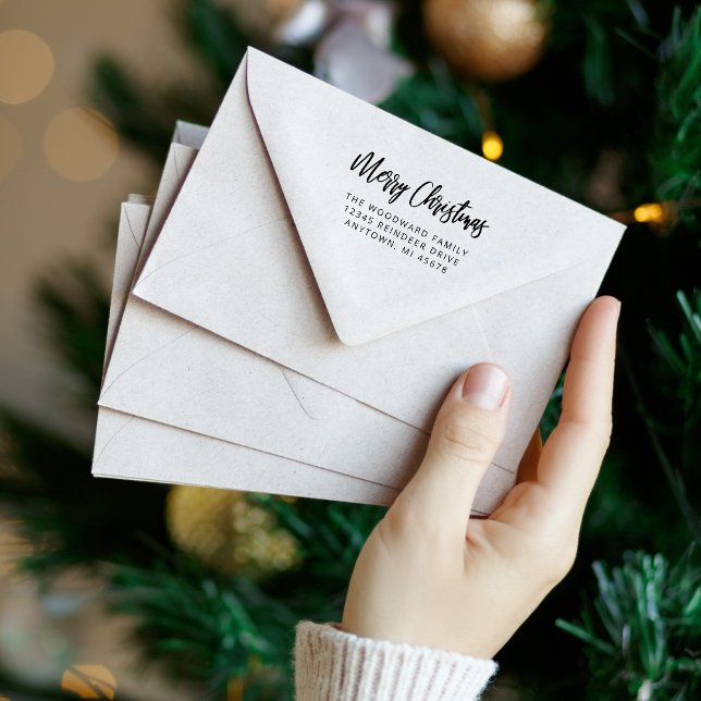 Carimbo De Borracha Caligrafia Simples Endereço de Regresso de Natal F (Criador carregado)