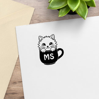 Carimbo De Borracha Caneca de Café de Gato de Desenho Animado Fofo Mon