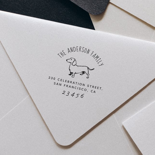 Carimbo De Borracha Canina | Nome da família personalizada e endereço  (Rubber Stamp Mock-up)