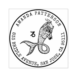 Carimbo De Borracha Capricórnio Zodíaco - Segura desenhada à mão End