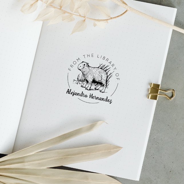 Carimbo De Borracha Capybara Da Biblioteca De, Livro (Criador carregado)