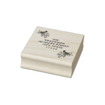 Cardinals and Holly Return Endereço Wood Art Stamp